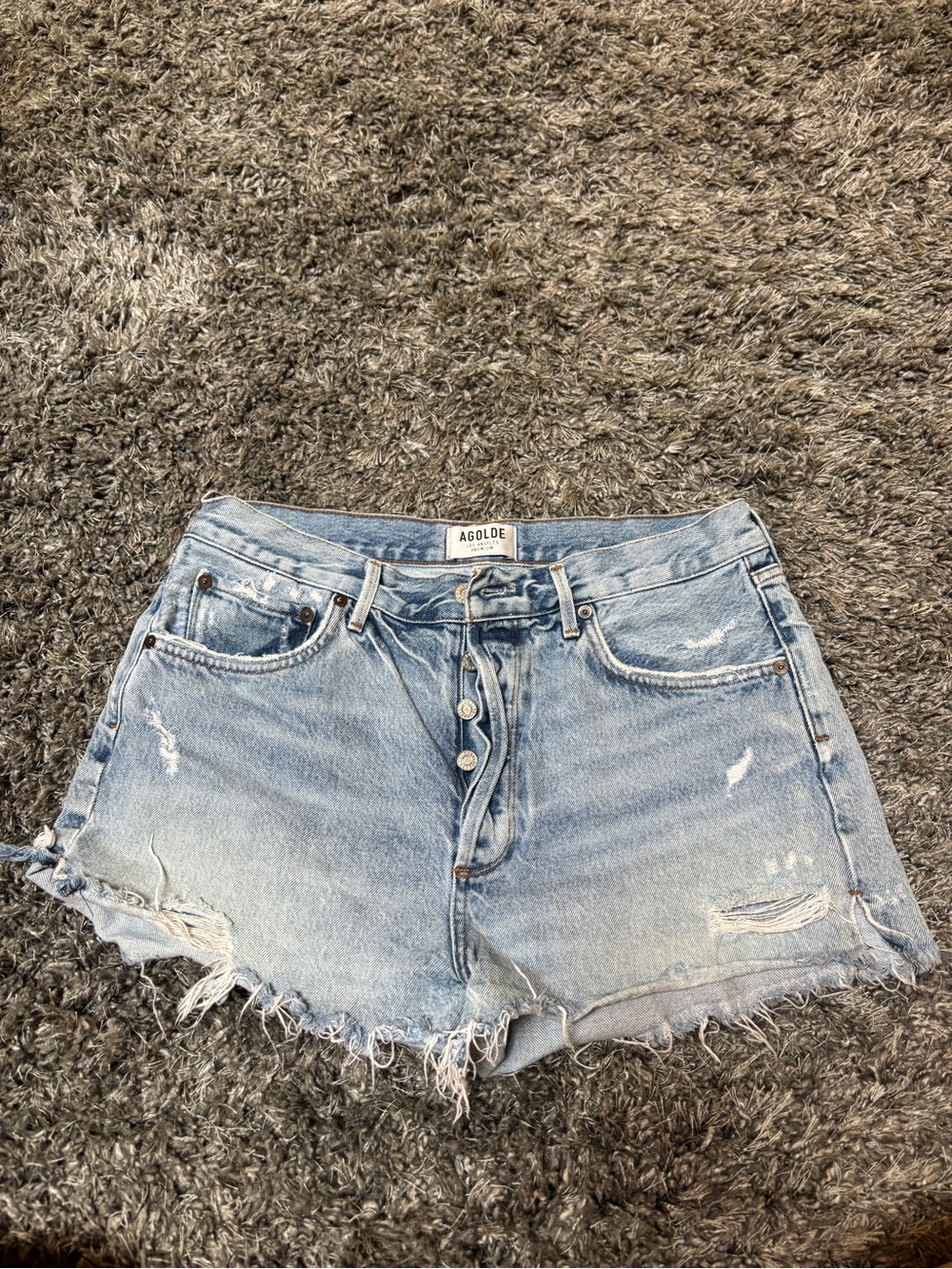 Agolde Jaden Light Wash Distressed Jean Shorts